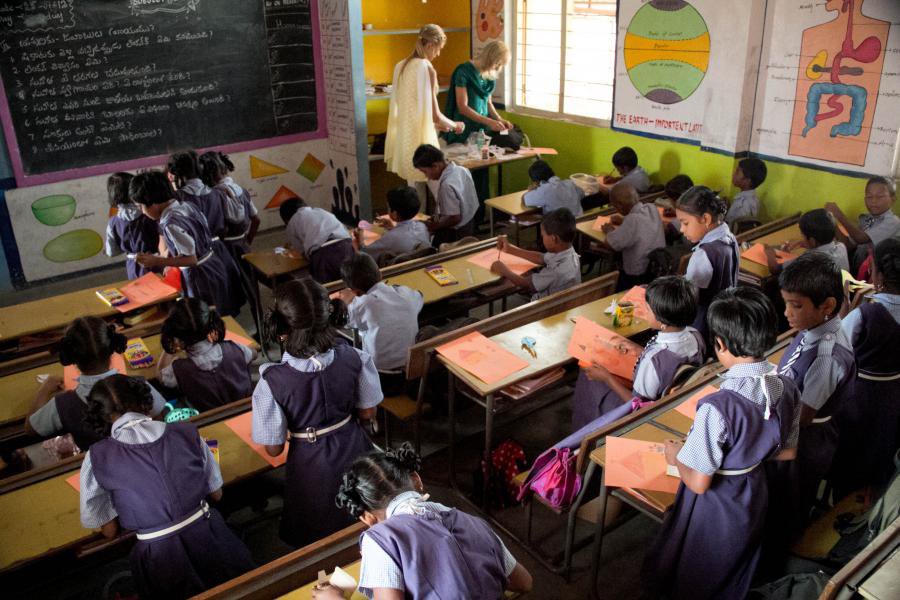 Students at work in a school classroom