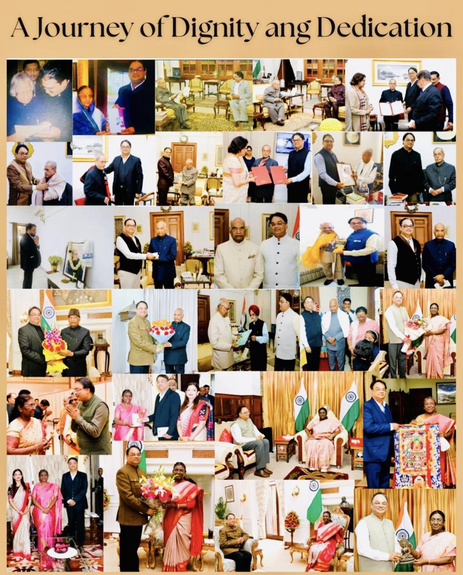 A Journey of Dignity and Dedication — photo collage of courtesy meetings and public work